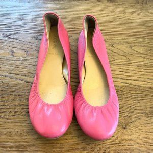 J. Crew Anya Ballet Flat Shoes Leather Pink Comfort Cushion Women's Size 7